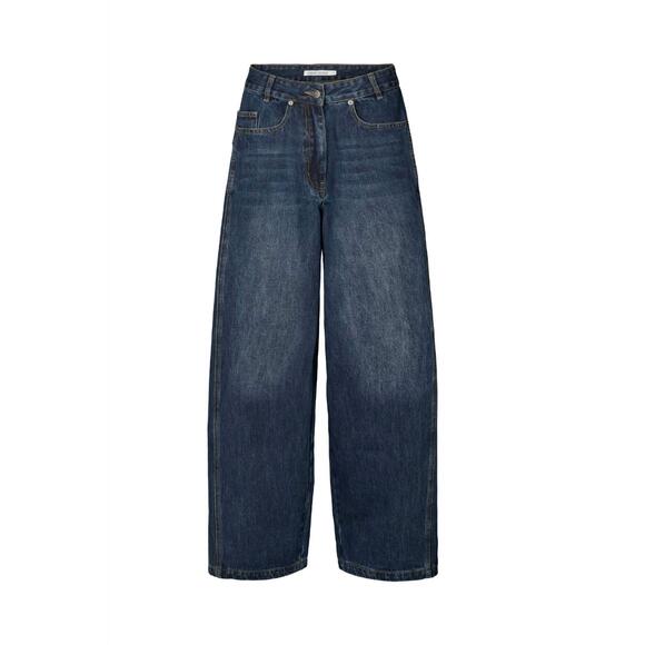 NEW RABENS SALONER lane patchwork denim wide leg pants in dark washed indigo - Picture 3 of 4